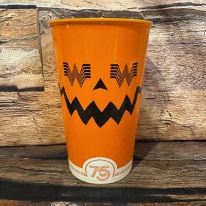 Whataburger Halloween Jack-O-Lantern 75th Anniversary Plastic Cup Tumbler